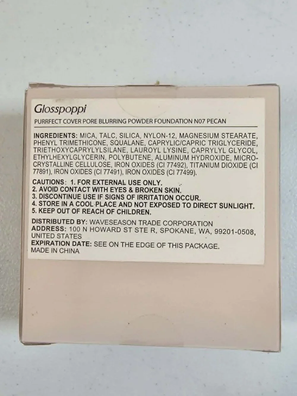 GLOSSPOPPI PURRFECT COVER PORE BLURRING POWDER FOUNDATION .29 oz. N07 PECAN NEW